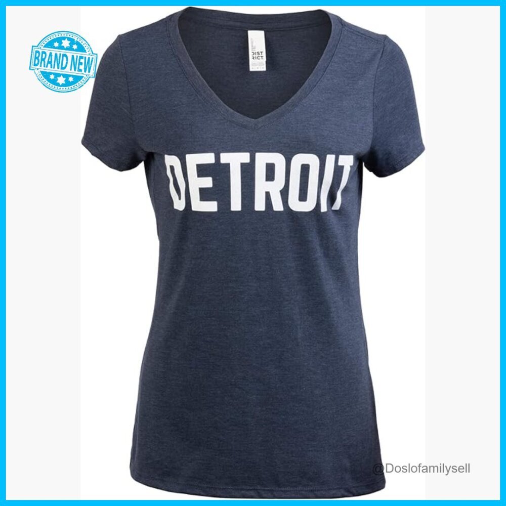 Retro V-Neck T-Shirt Classic Detroit Pride Graphic Tee Women's Fit